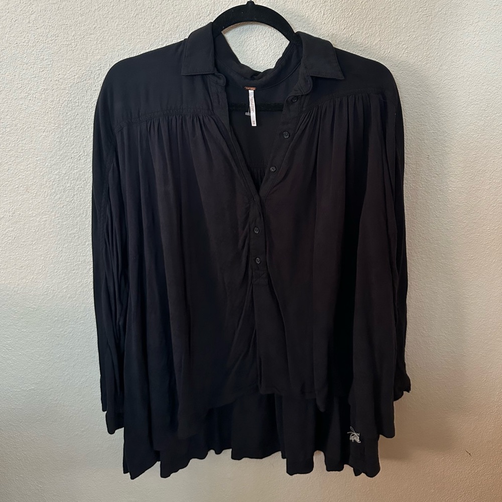 Free People Black Flowing Top